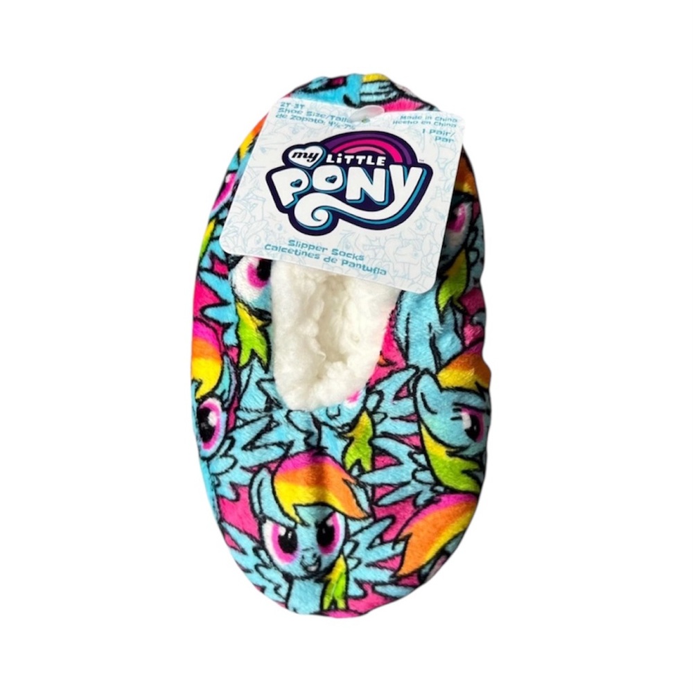 My Little Pony NWT Rainbow Dash Colorful Slipper Socks Gripper Soles Size 2T-3T